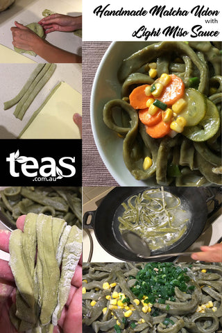 Tea Recipe: Handmade Matcha Udon with light miso sauce
