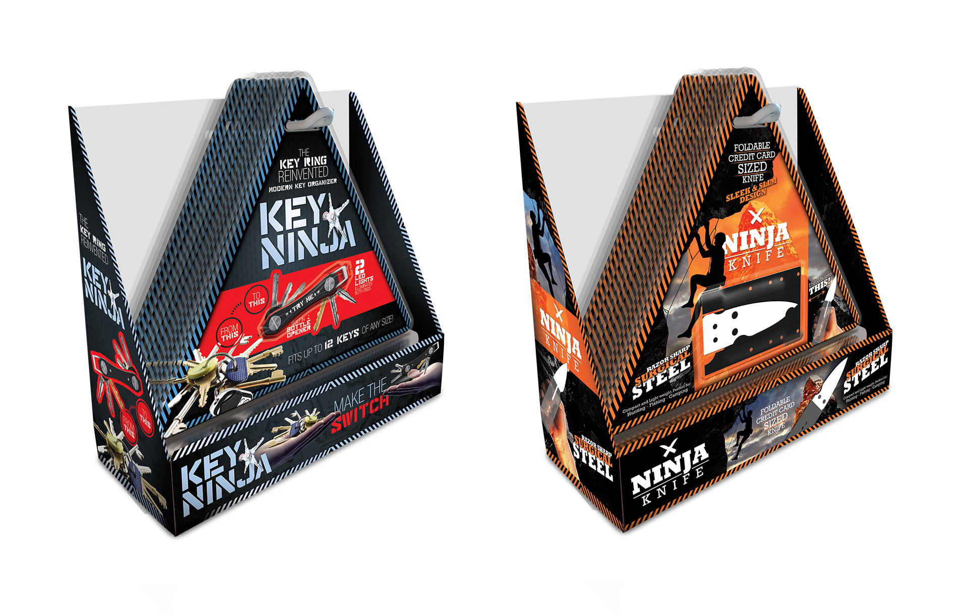 Wallet Ninja Key Ninja and Ninja Knife Product Packaging Design by Scott Luscombe of Creatibly