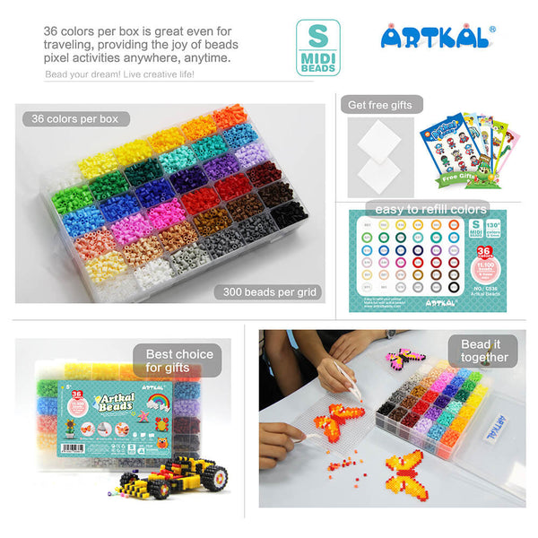 4 Farben zu Auswahl Artkal 1000 midi Bügelperlen 5mm Transparent Fuse beads 