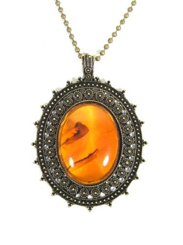 Amber Resin Bead Necklace Victorian Antique Crystal Goth NA15 Vintage Renaissance Pendant Fashion Jewelry