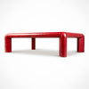 Karl Springer Signed Lipstick Red Leather and Brass Cocktail Table, Dated 1984