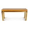 Mastercraft Lacquered Faux Ostrich Skin & Brass Console, circa 1970