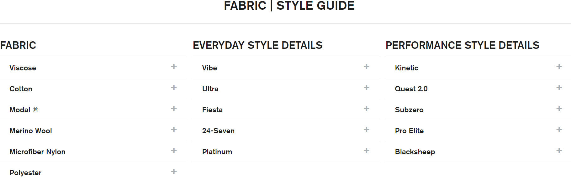 Saxx Fabric Style Guide