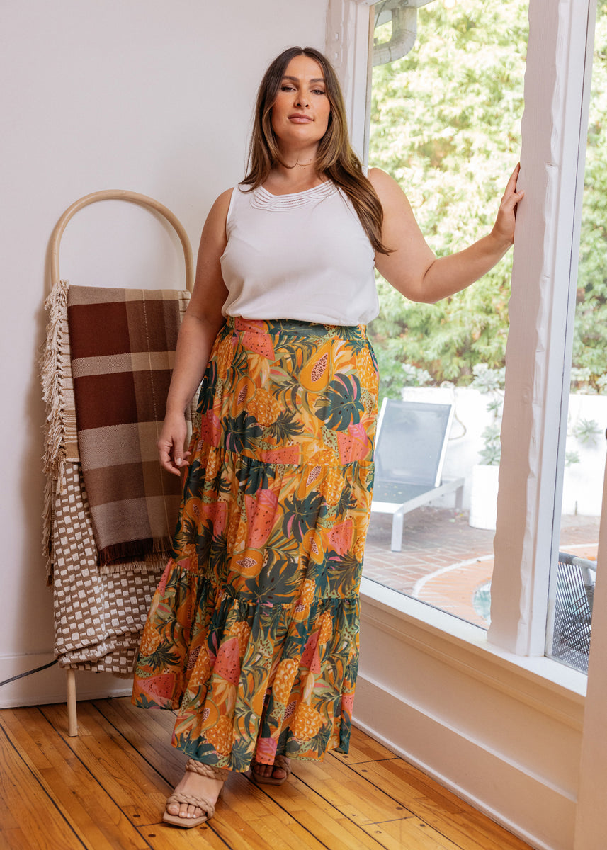 Overvåge nødvendig pave Lana Papaya Print Maxi Skirt (Plus Size) – Daniel Rainn | Women's Clothing  Line | Official Site