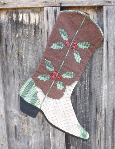 Christmas Stocking Pattern, Holly Boot Stocking Pattern