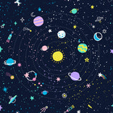quilt fabric, space, planets, stars, moon, dear stella