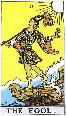 The Fool Meaning - Original Rider Waite Tarot Depiction