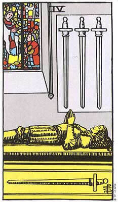 Four of Swords Meaning - Original Rider Waite Tarot Depiction