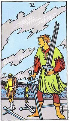 Five of Swords Meaning - Original Rider Waite Tarot Depiction