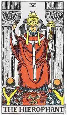 The Hierophant Meaning - Original Rider Waite Tarot Depiction