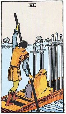 Six of Swords Meaning - Original Rider Waite Tarot Depiction