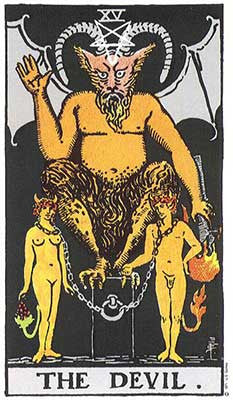 The Devil Meaning - Original Rider Waite Tarot Depiction