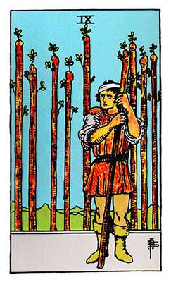 Nine of Wands Meaning - Original Rider Waite Tarot Depiction