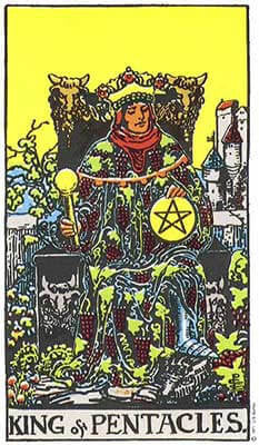 King of Pentacles Meaning - Original Rider Waite Tarot Depiction