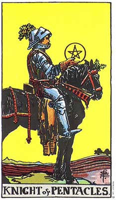 Knight of Pentacles Meaning - Original Rider Waite Tarot Depiction