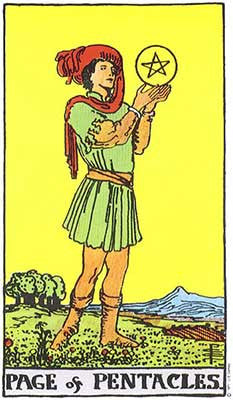 Page of Pentacles Meaning - Original Rider Waite Tarot Depiction