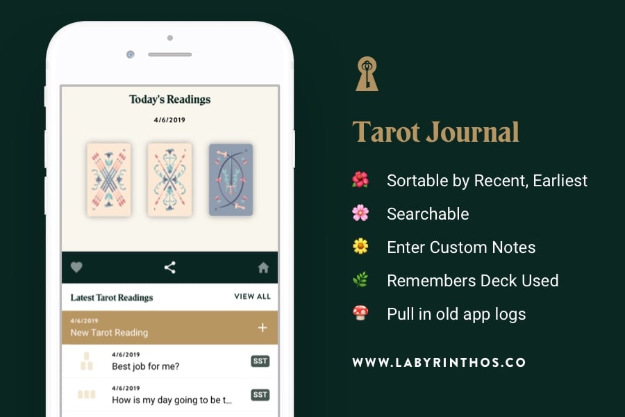 Labyrinthos Academy Tarot App Free Update - Tarot Journaling 
