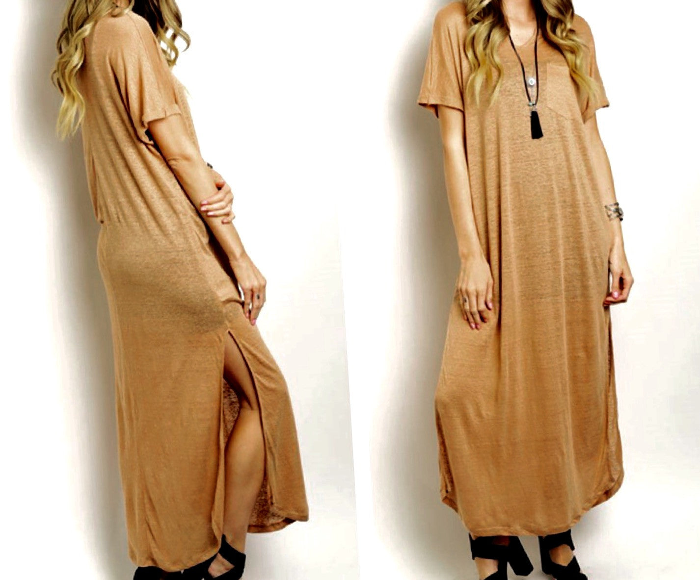 Amber Maxi Tee Dress - BohoLocoBoutique
