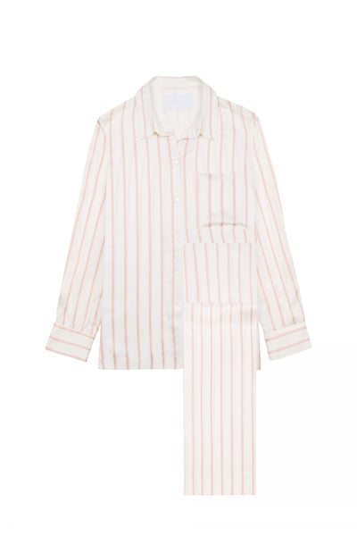 ASCENO SILK PYJAMA BLUSH STRIPE