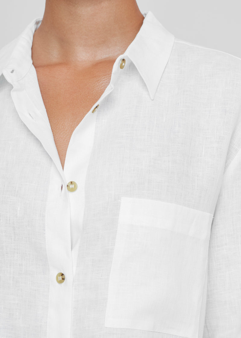 Organic Linen White Oversized Shirt