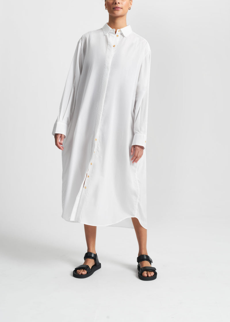 Allegra White Cotton Shirt Dress