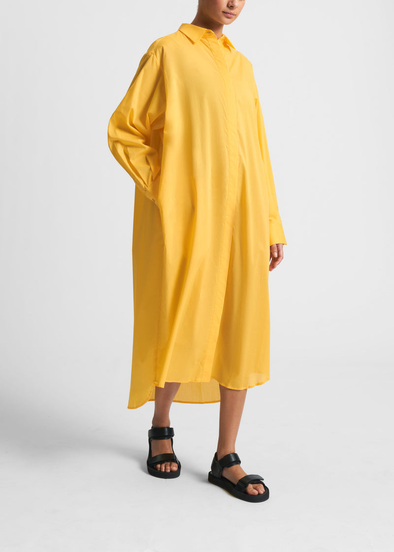Allegra Yellow Cotton Shirt Dress