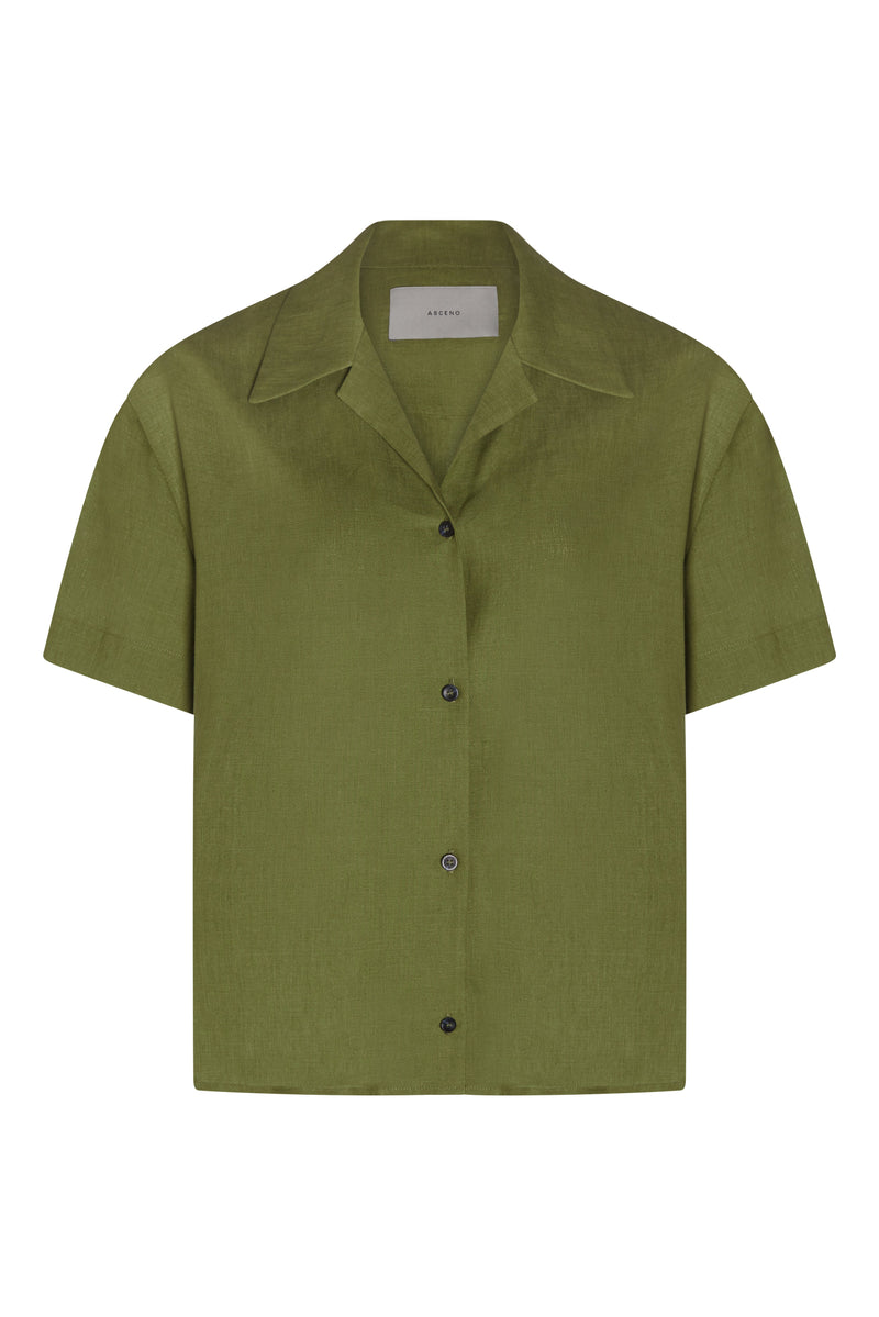 Prague Matcha Green Organic Linen Shirt