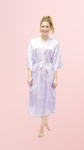 Satin Kimono Robe - Plain Long - pasteldress