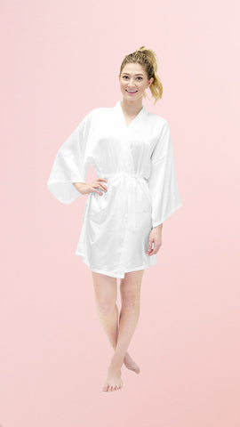 Satin Kimono Robe - Plain Short - pasteldress