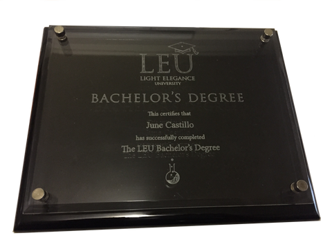 LEU Light Elegance university Bachelor degree plaque