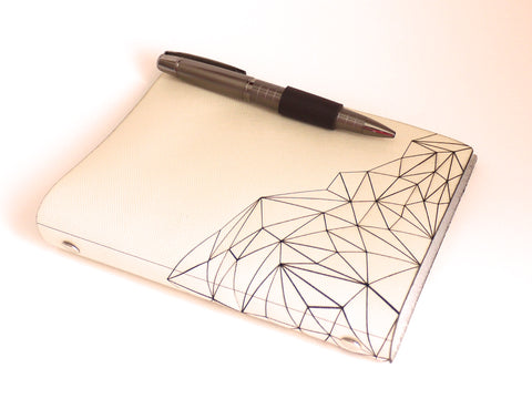 leather sketchbook with geometric design