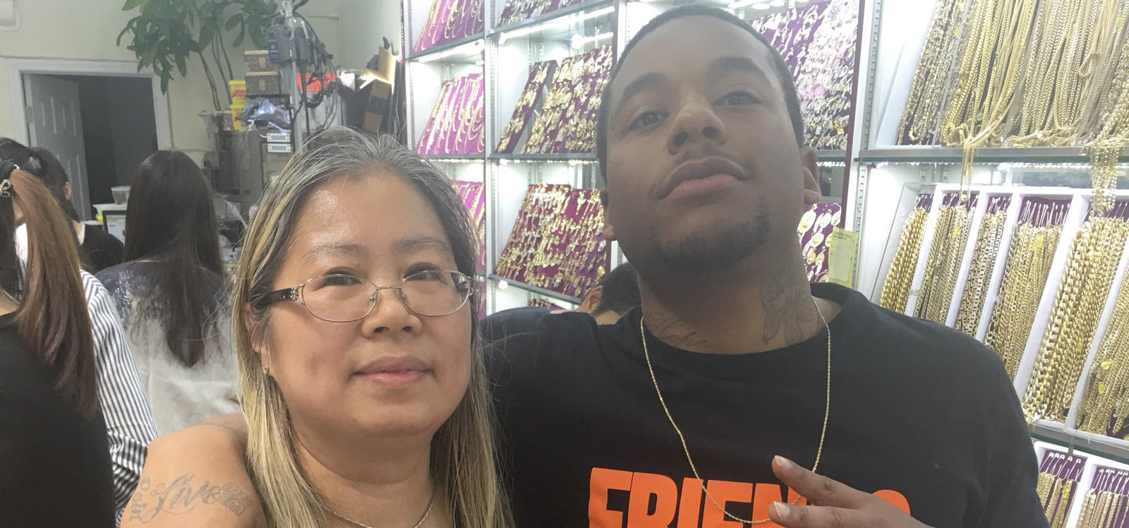 A$AP Ant - ASAP Ant a.k.a YG Addie is an American Rapper from Baltimore, Maryland posing with Eva at Popular Jewelry