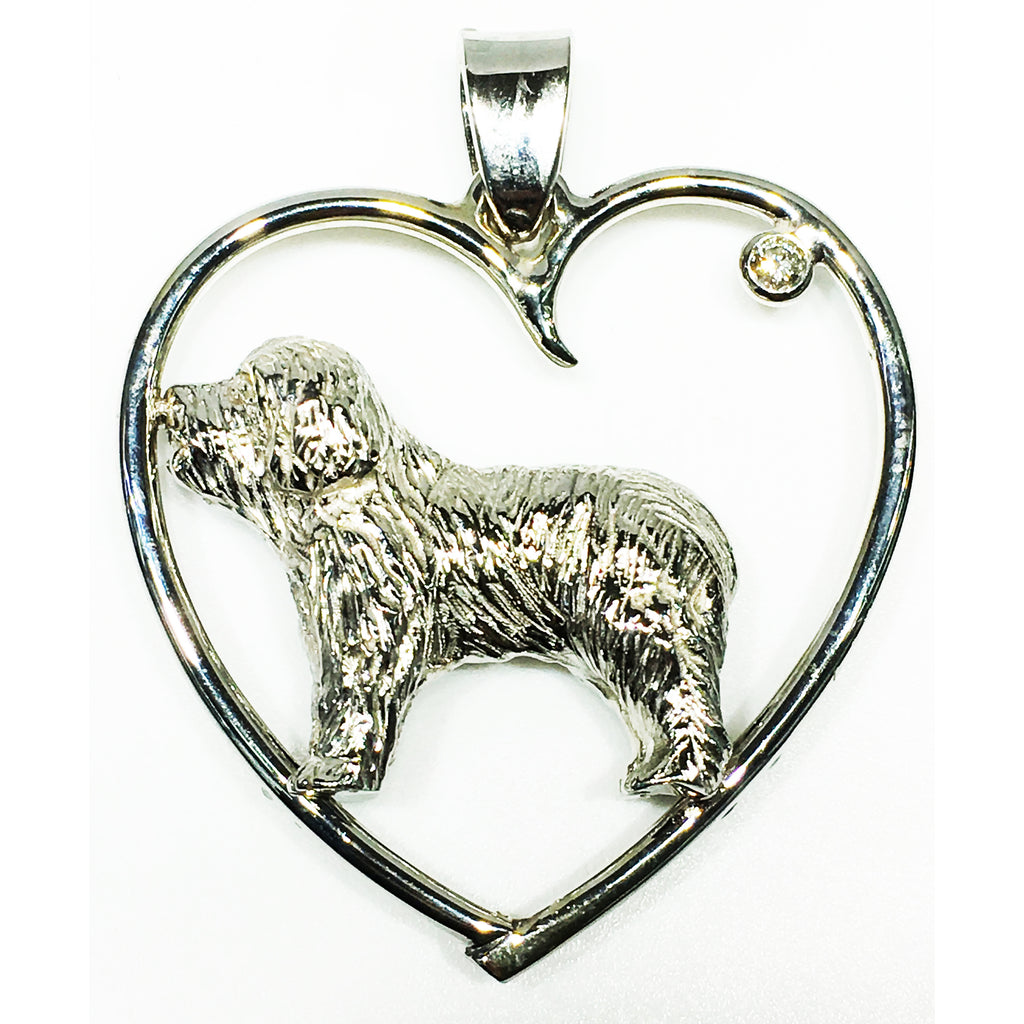 14K white gold and diamond encapsulated newfoundland heart pendant for our friend Josh Asadow and his mother Gail.