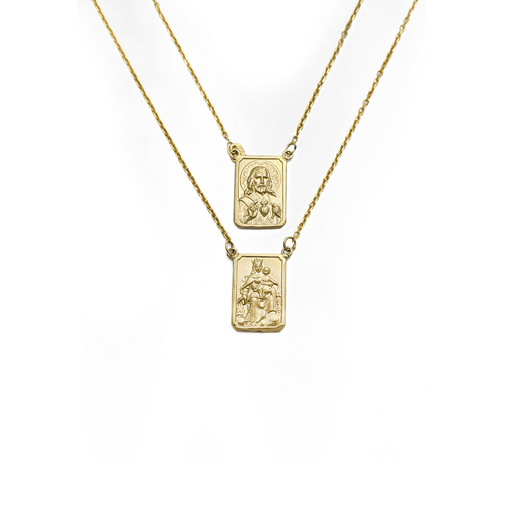 14k gold scapular necklace