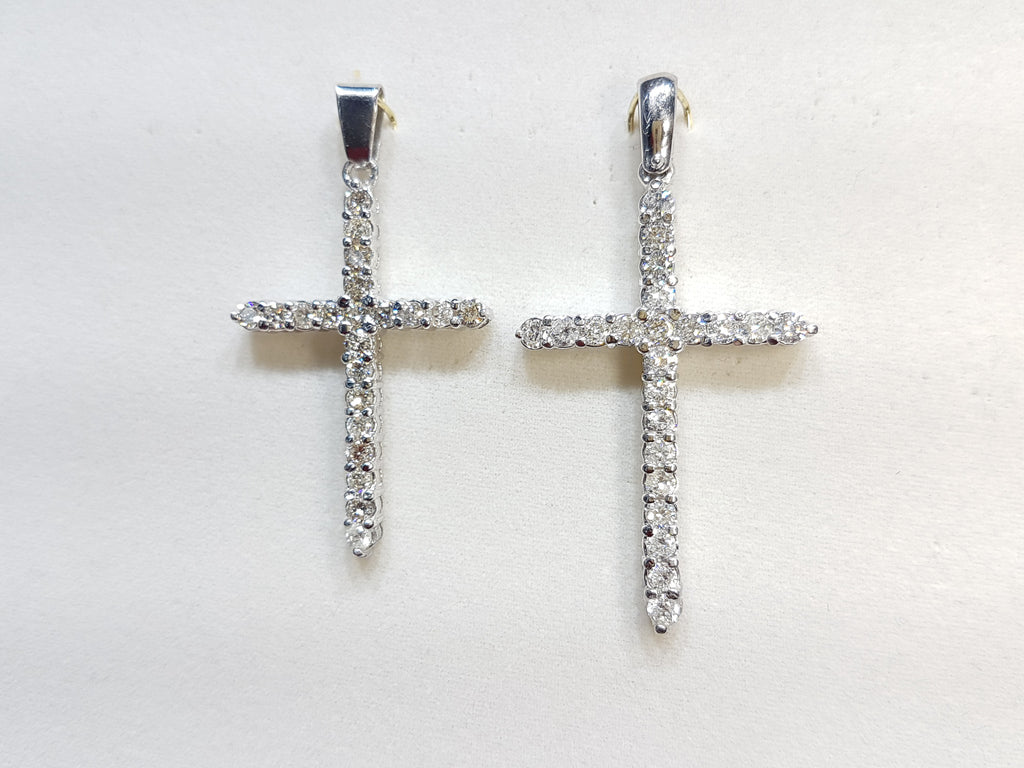 Alba Cross Diamond Pendant (14K) - Jewelry