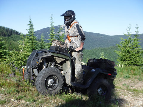 Guide's Choice Chest Holster worn on ATV