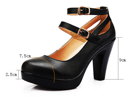 Buy Genuine Leather High Heels Pumps Ol Comfortable Black Work