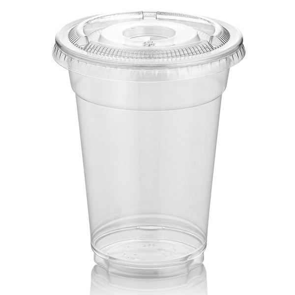 Green Direct 12 oz. Plastic Clear Cups With Flat Lids for