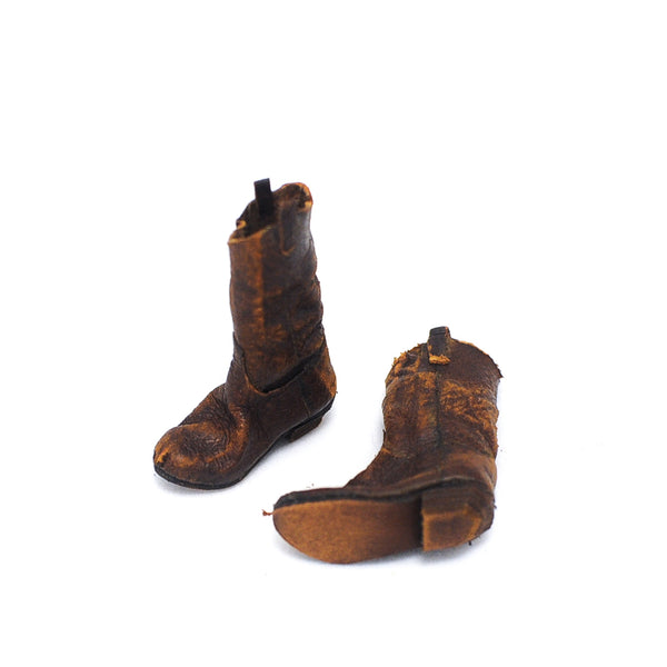 Miniature "Prestige Leather" Cowboy Boots New : DOLLHOUSE 1/12 GOLDEN BROWN 