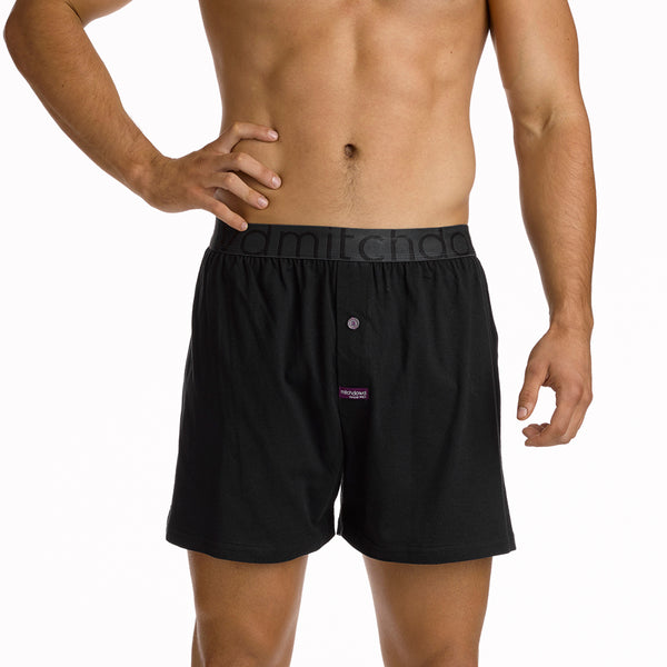 Mens Loose Fit Knit Boxer Short Black 7347