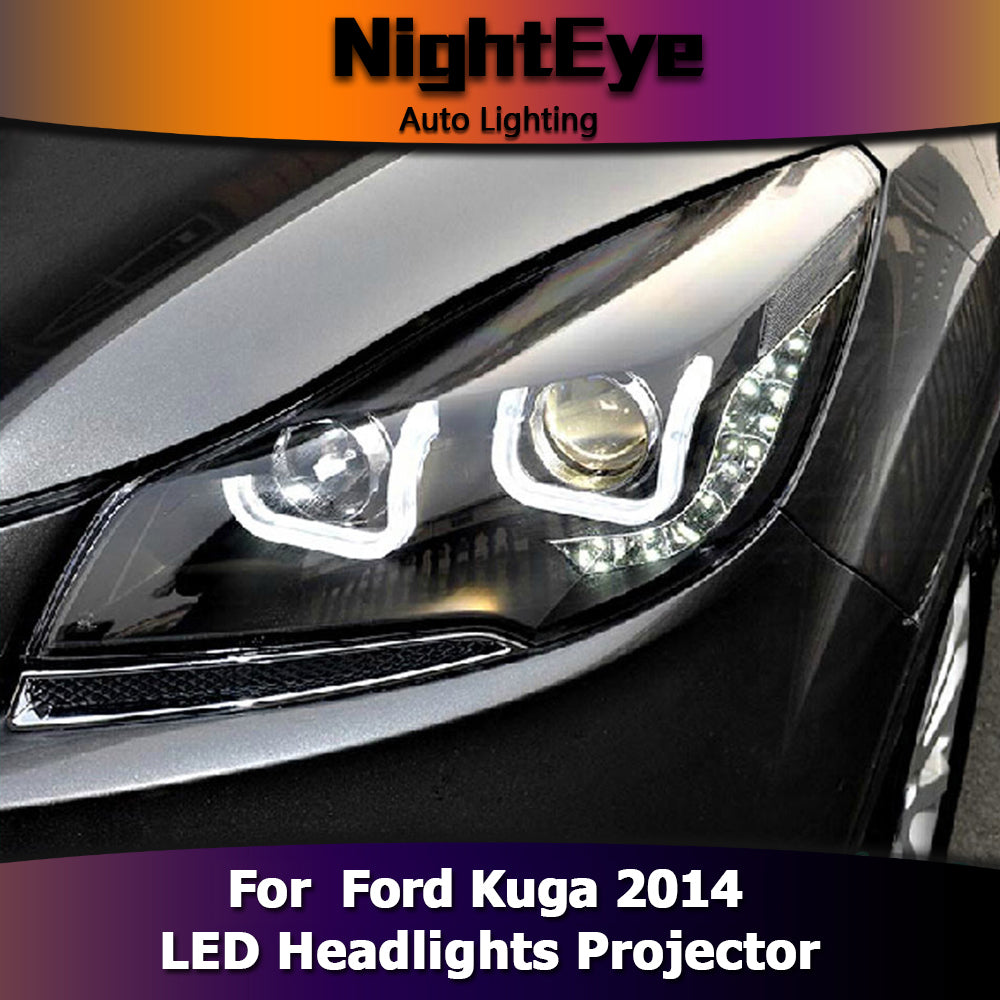 NightEye Car Styling for Ford Escape Headlights 2014 New Kuga Angel Eye Headlight DRL Bi Xenon Lens High Low Beam Parking Fog Lamp