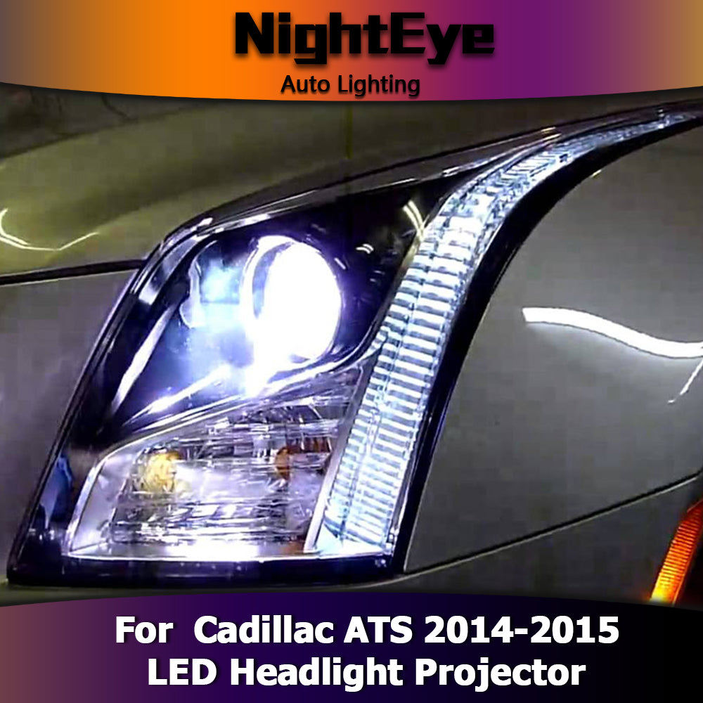NightEye Car Styling for Cadillac ATS Headlights 2014-2015 ATS LED Headlight DRL Bi Xenon Lens High Low Beam Parking Fog Lamp