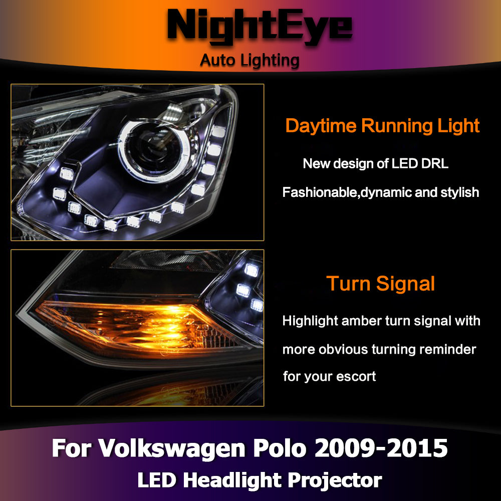 NightEye Car Styling for VW Polo GTI Headlights New Polo LED Headlight DRL Bi Xenon Lens High Low Beam Parking Fog Lamp Accessories