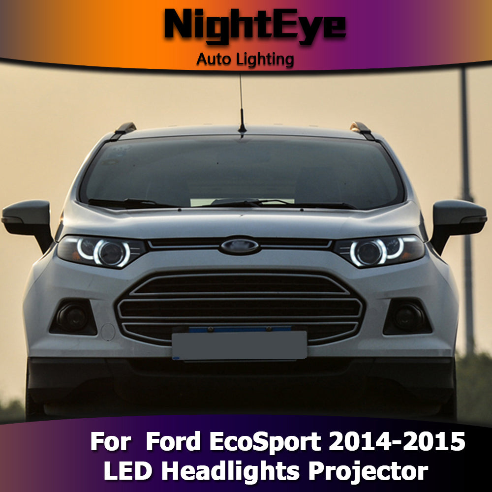 NightEye Car Styling for Ford Ecosport Headlights New Evoque Desgin LED Headlight DRL Bi Xenon Lens High Low Beam Parking Fog Lamp