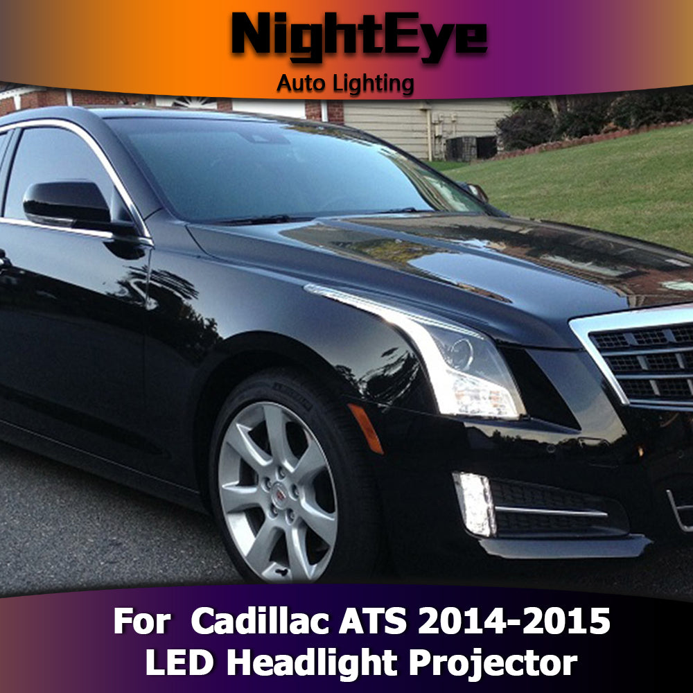 NightEye Car Styling for Cadillac ATS Headlights 2014-2015 ATS LED Headlight DRL Bi Xenon Lens High Low Beam Parking Fog Lamp