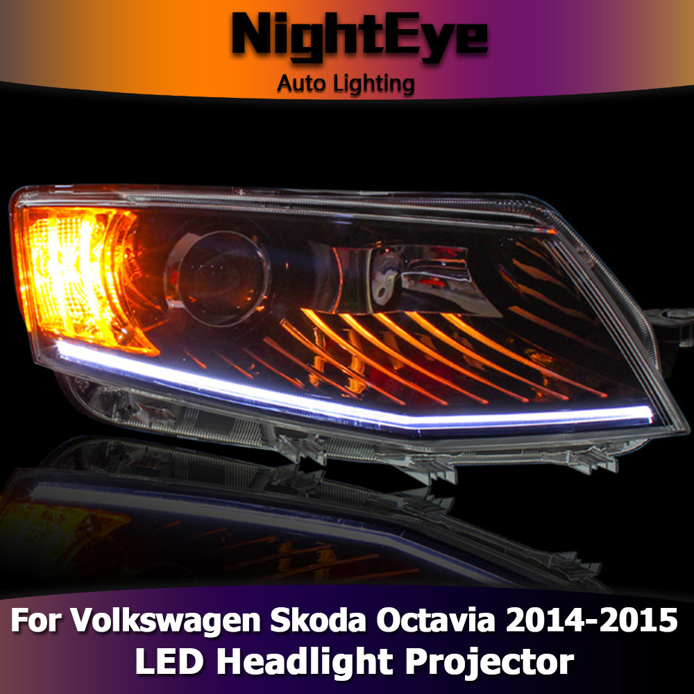 NightEye Car Styling for Skoda Octavia Headlights 2014-2015 New Octavia LED Headlight LED DRL Bi Xenon Lens High Low Beam Parking