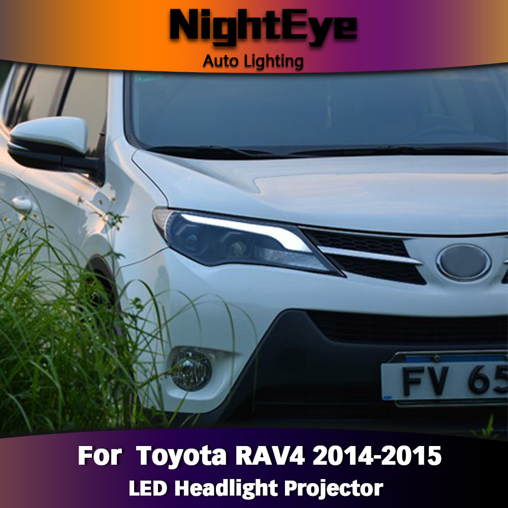 NightEye Car Styling for 2014-2015 New RAV4 LED Headlights RAV4 LED Headlight DRL Bi Xenon Lens High Low Beam Parking Fog Lamp