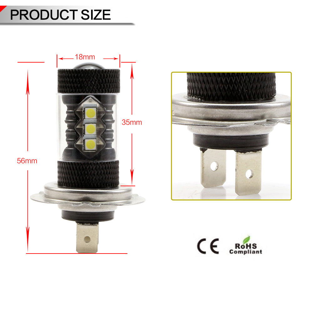 Nighteye H7 80W LED Fog Lights Bulbs Fog light Driving Lamp White Pair Error Free