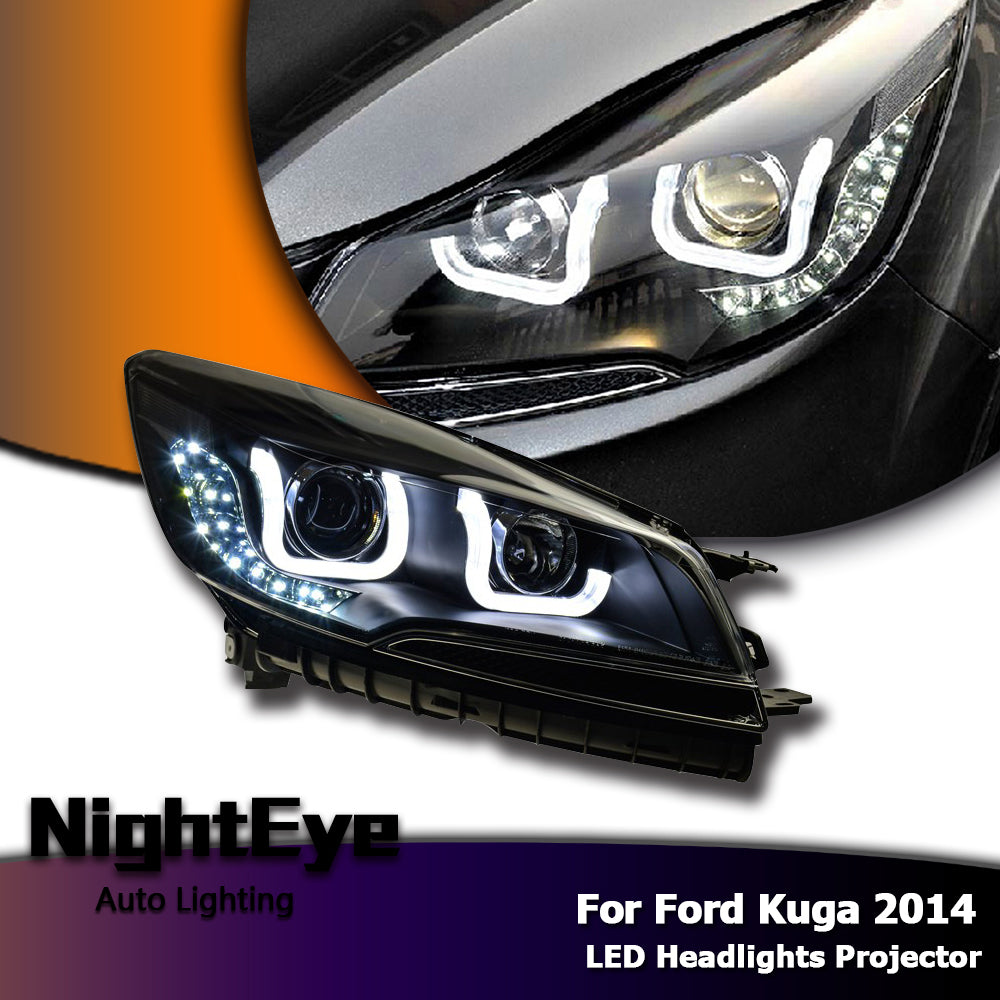 NightEye Car Styling for Ford Escape Headlights 2014 New Kuga Angel Eye Headlight DRL Bi Xenon Lens High Low Beam Parking Fog Lamp