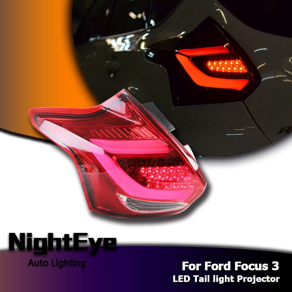 NightEye Car Styling LED Tail Lamp for Ford Focus Tail Lights Focus 3 Hatch Back LED Tail Light Rear Lamp DRL+Brake+Park+Signal